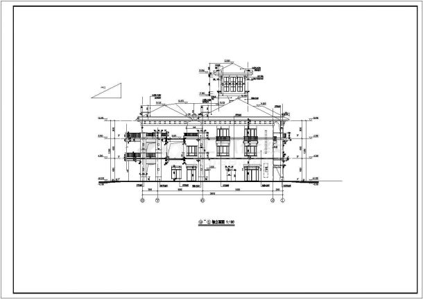 某地区三层框架结构综合商业楼建筑设计施工图-图二