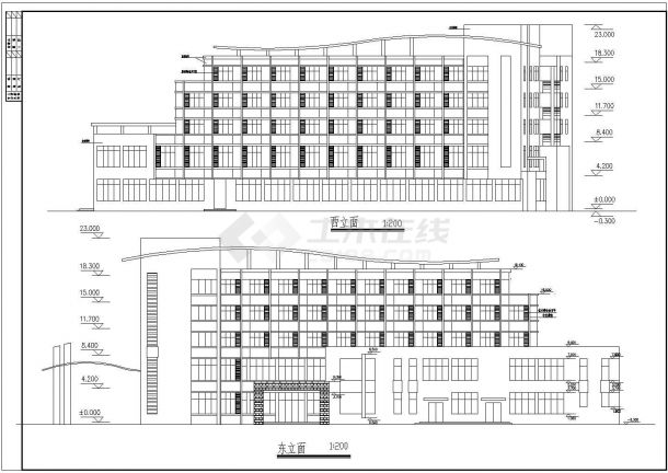 某中学综合楼及宿舍方案设计图（含效果图）-图二