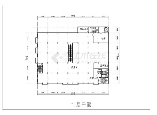 某城市超市建筑工程结构布置CAD参考详图-图二