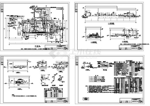 湖北省某污水厂脱水车间设计cad施工图（大院设计）-图一