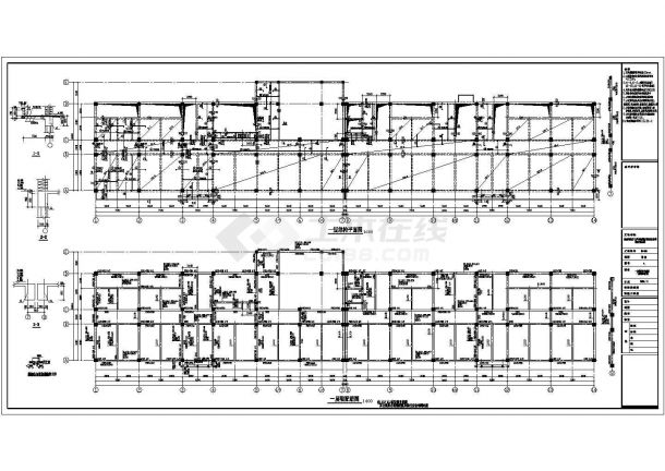 阳方口办公楼框架建筑结构CAD图纸-图一