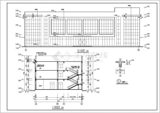 某地三层框架结构餐厅建筑设计施工图-图二