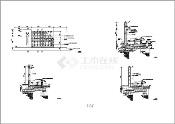 某带漏窗景墙喷水池全套施工图图纸-图一