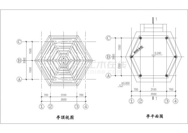 某防腐木六角景观亭设计全套施工图纸-图二