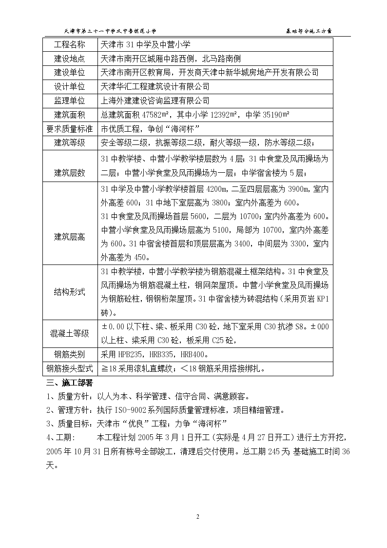 某地区三十一中基础施工组织-图二