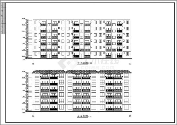 某地小型住宅区B#楼建筑cad施工图-图一