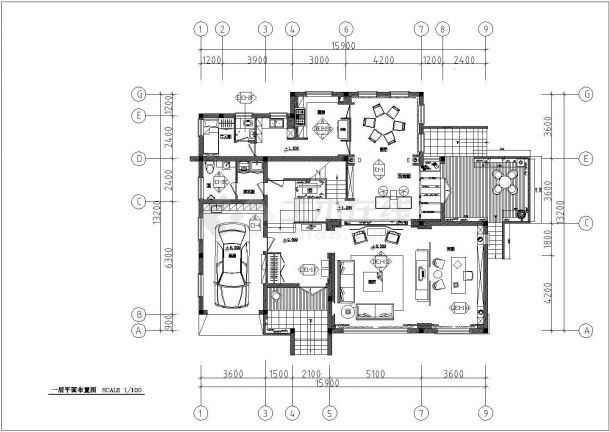 某地大型多层别墅建筑设计施工图（共4张）-图一