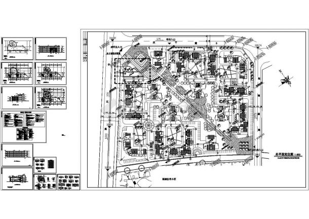 小区规划总平面定位图 居委会老年活动中心综合楼建筑施工图-图一