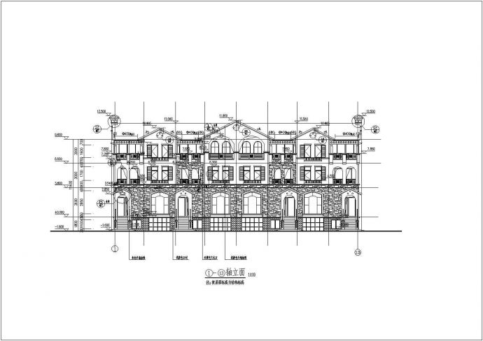 某地托斯卡纳风格三层联排别墅建筑方案图_图1