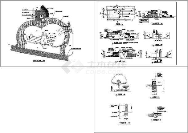 园林小品CAD建筑设计施工图-图一