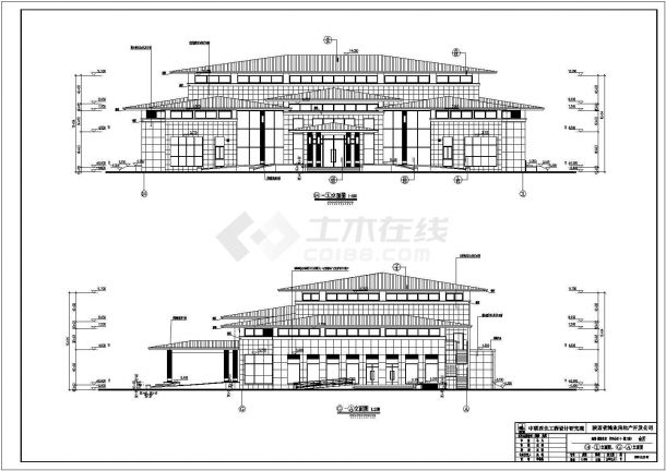 陕西省某地两层框架结构小区会所建筑设计施工图纸-图一