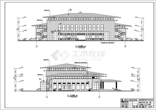 陕西省某地两层框架结构小区会所建筑设计施工图纸-图二