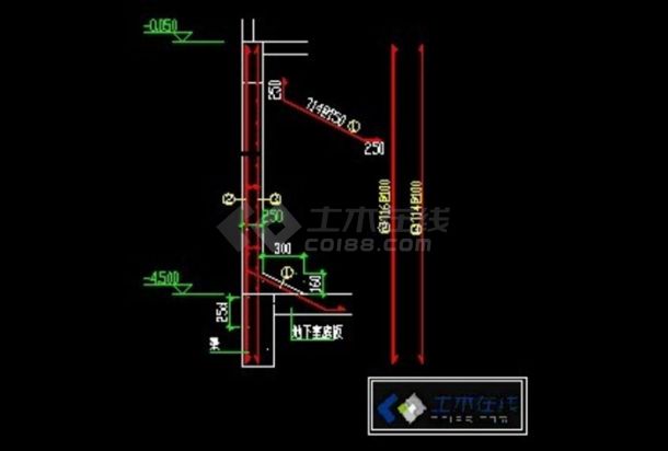 地下室挡土墙大样图-图一