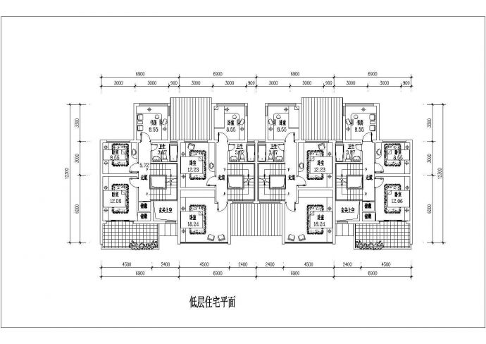 某地小型排式住宅建筑cad方案设计图纸_图1
