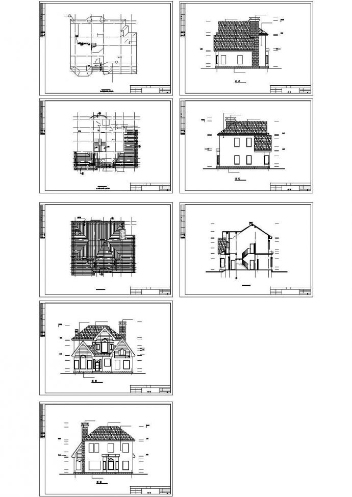 二层休闲小别墅建筑图纸（共8张）_图1