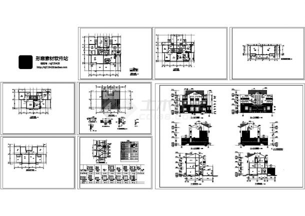 居住小区C型别墅建施设计cad图，共8张-图一