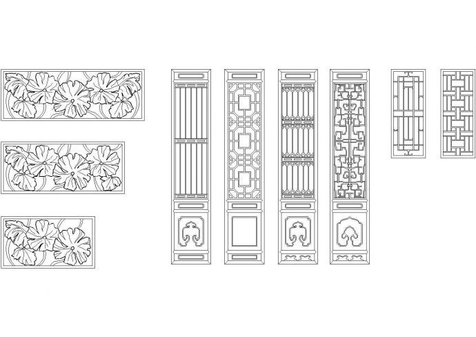 古建筑门窗及花园围墙建筑设计cad图，共一张_图1