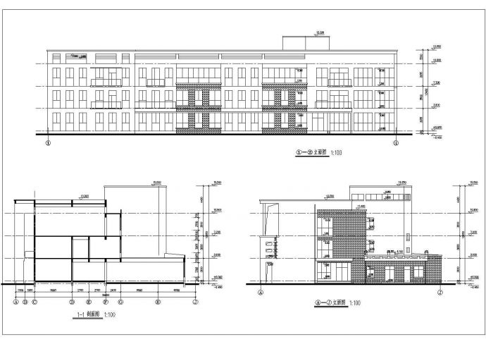 某小区三层框架结构幼儿园建筑设计方案图纸_图1