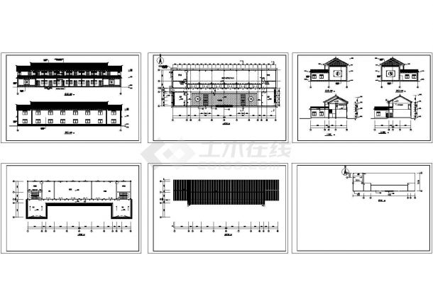 云南仿古建老人活动中心施工设计cad图，含效果图-图一