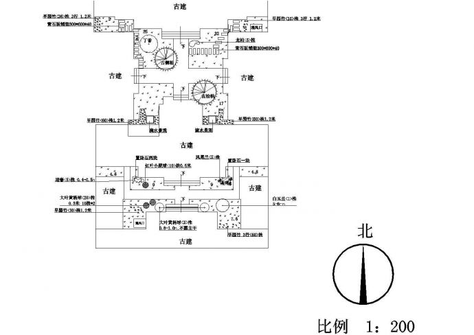 中关村关帝庙庭院规划设计cad图，共一张_图1