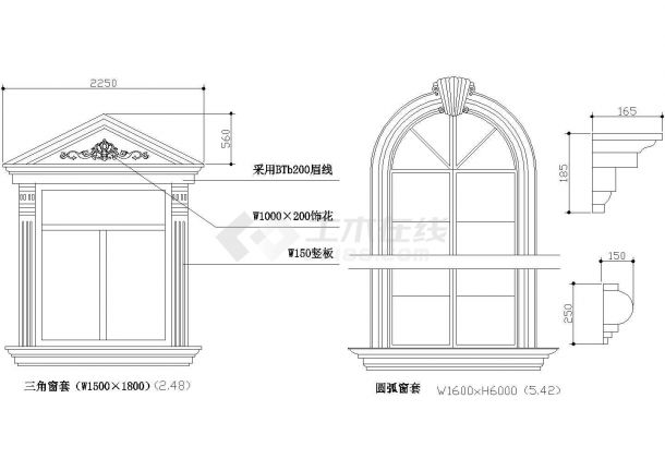 欧式门窗详建筑施工cad图，共三张-图二