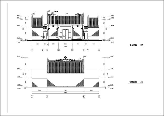 某地区框剪结构仿古祠堂建筑方案图_图1