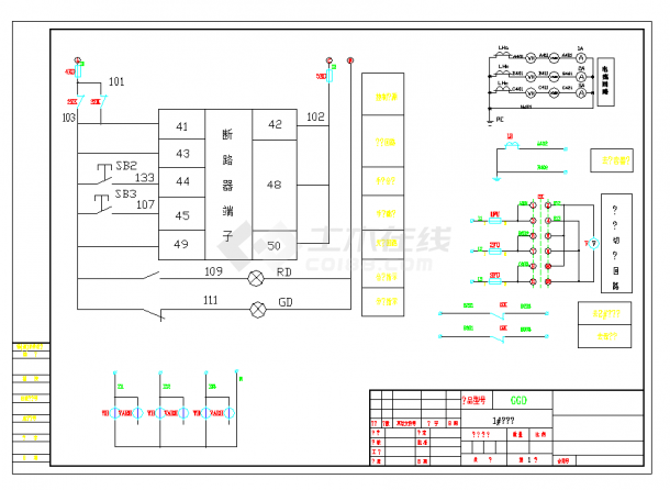 某地DW15进线柜互锁电气原理CAD图纸-图一