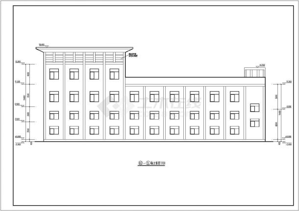 某中学4层框架结构食堂建筑设计施工图纸-图二