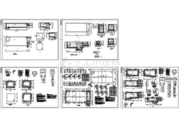 污水调节池施工设计cad图，共5张-图一