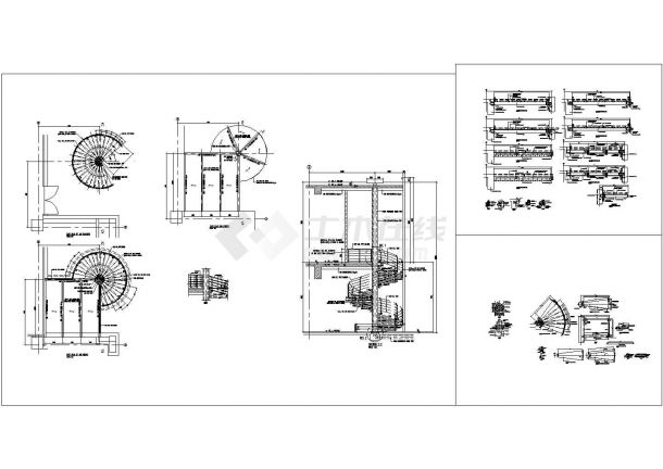 国外钢螺旋楼梯CAD图-图一
