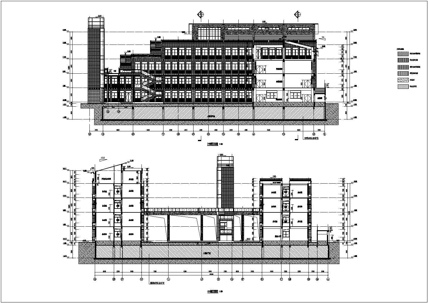 高校五层行政办公服务楼建筑设计施工图纸