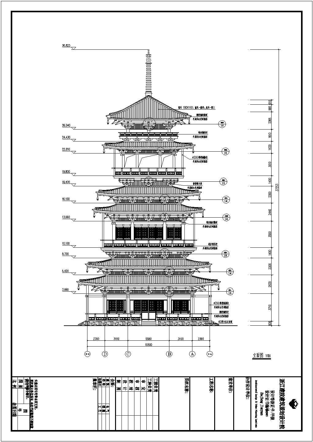 某地多层框架结构寺庙建筑设计施工图