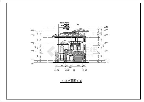 南方某地区三层别墅建筑设计施工图-图一