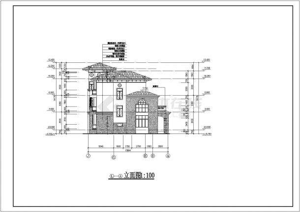 南方某地区三层别墅建筑设计施工图-图二