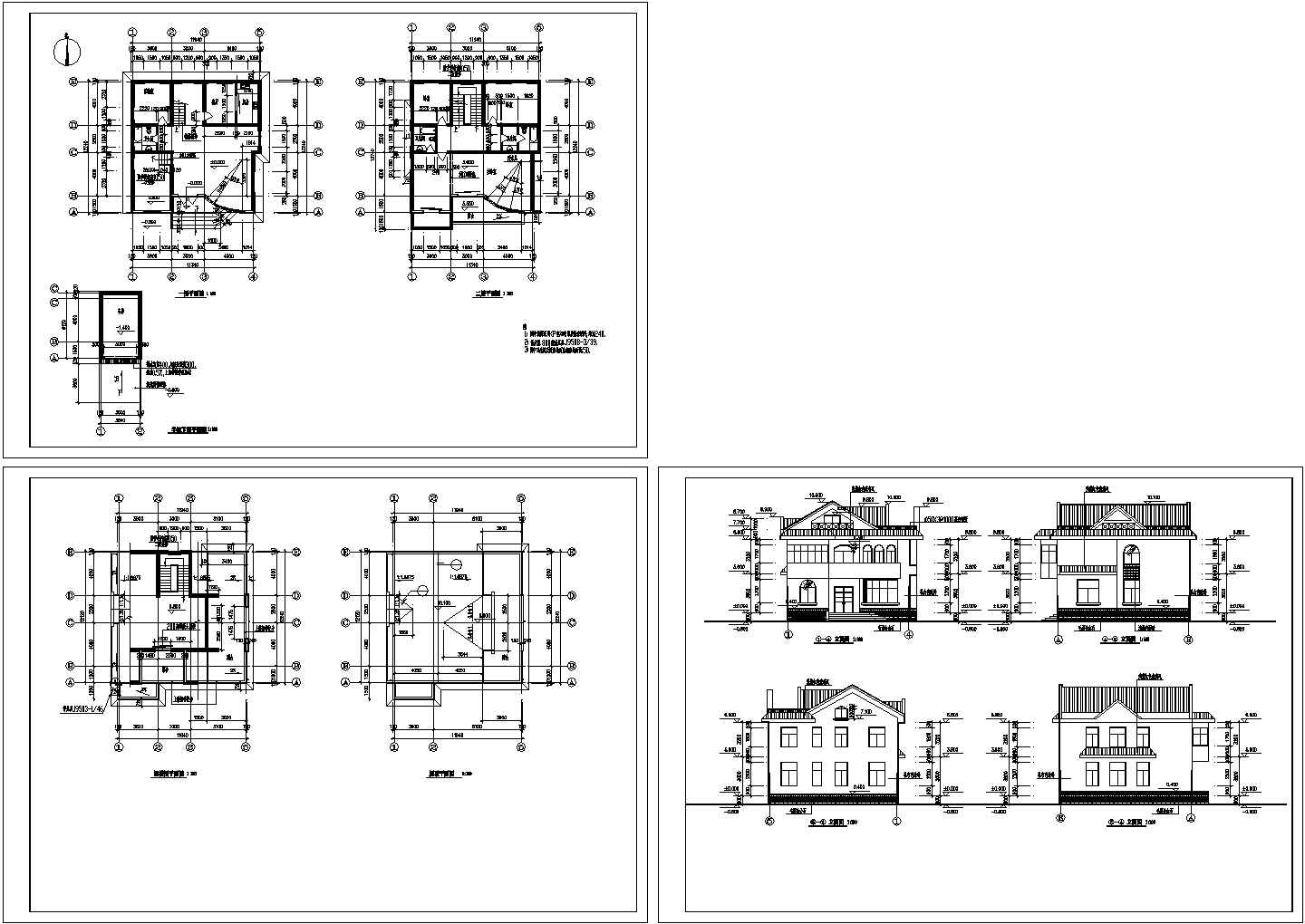某地区两层独立舒适小型半农村房屋建筑CAD设计图