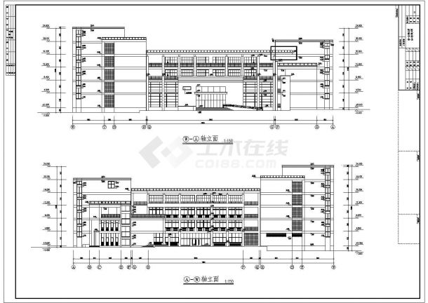 某大学地上五层框架结构科研教学楼建筑施工图-图二