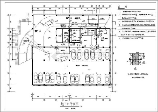 某地文化商城建筑施工图纸（共10张）-图一