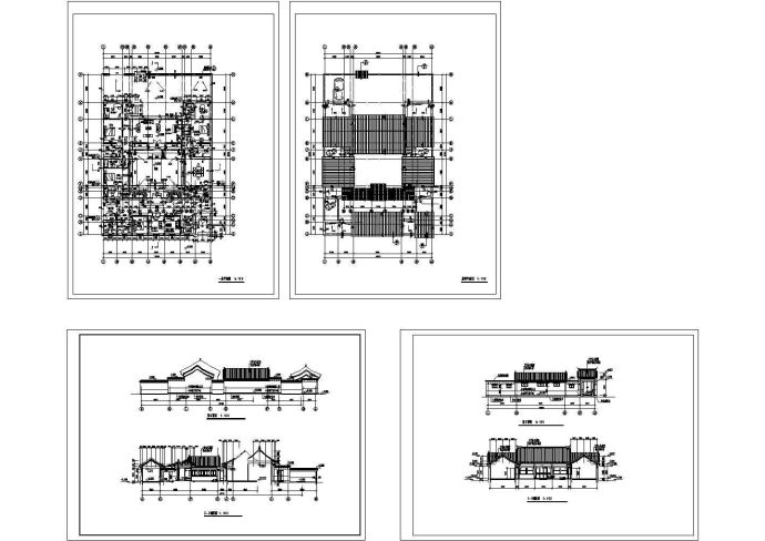 单层四合院住宅建筑平立面CAD图纸_图1