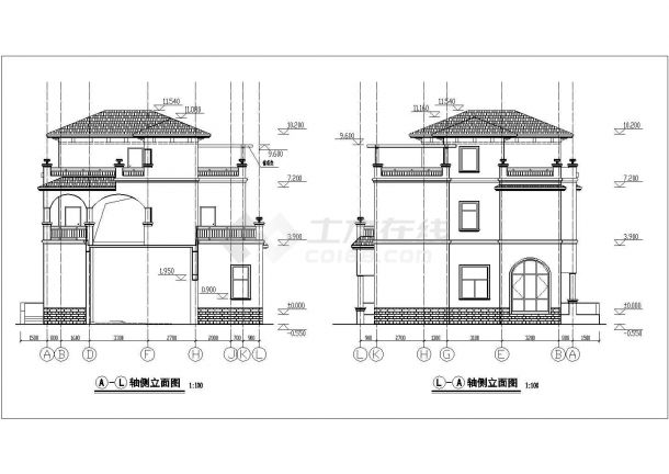 某新农村三层坡屋面别墅建筑设计方案-图二