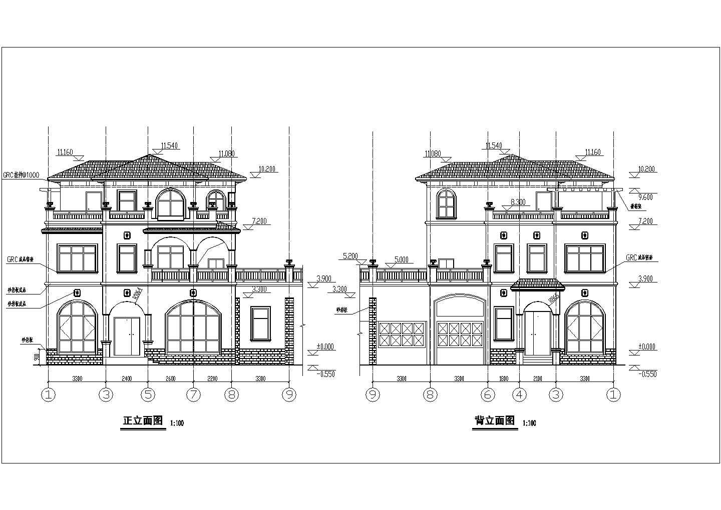 某新农村三层坡屋面别墅建筑设计方案