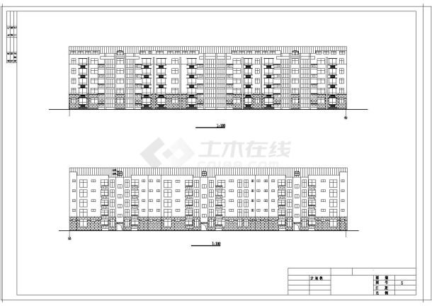 某地五层板式住宅楼建筑cad施工图纸-图二