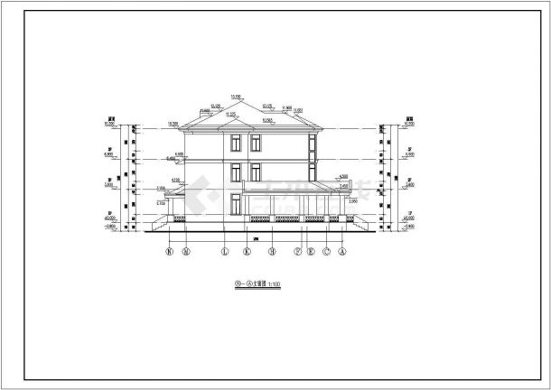 某地区3层框架结构别墅建筑方案图-图一