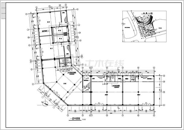 某地综合楼建筑施工CAD图（共9张）-图一