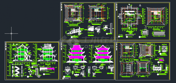 某地小型文昌阁古建筑施工图（共5张）-图一