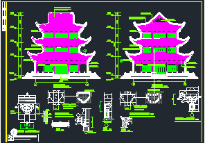 某地小型文昌阁古建筑施工图（共5张）-图二