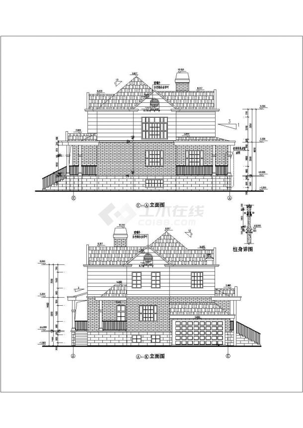某地两层异形框架结构别墅建筑设计方案图纸-图二