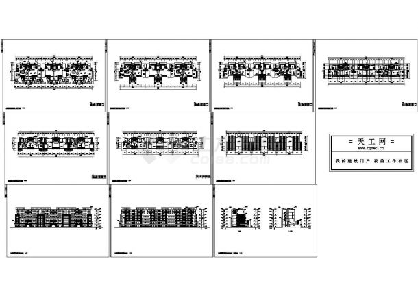 花园洋房住宅平立剖面设计建施cad图，共十张-图一