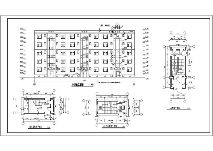 某地区五层纯住宅楼建筑设计方案图_图1