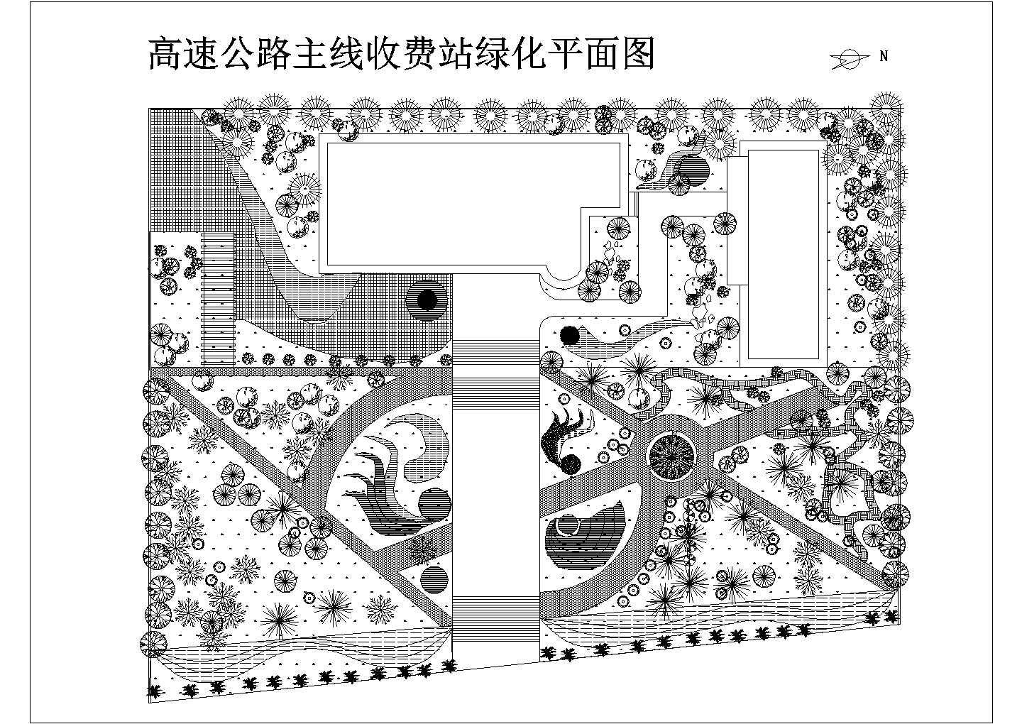 高速公路主线收费站绿化平面设计cad图，共1张