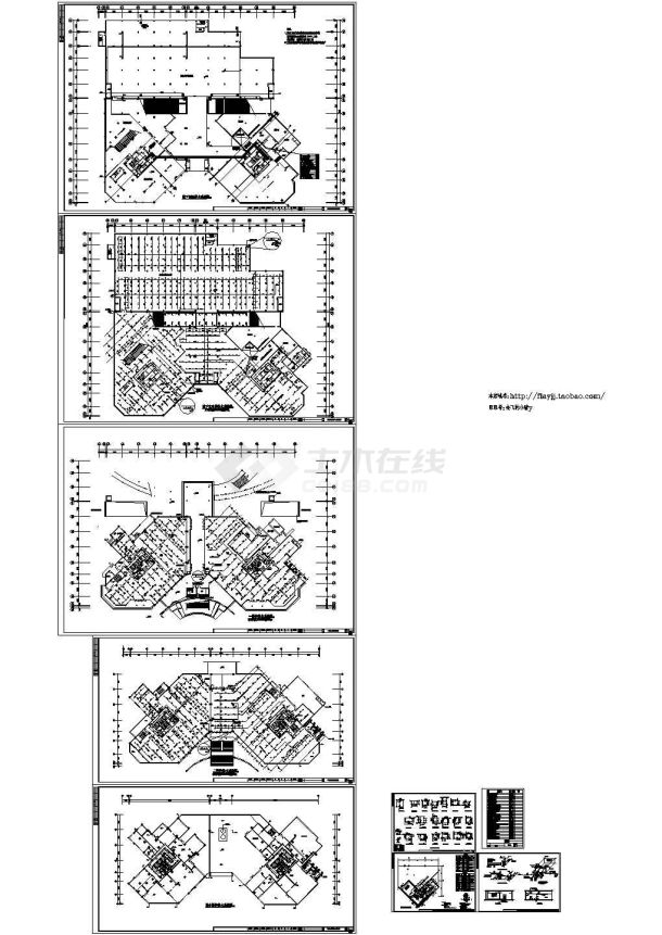 长97米宽73米32层蝶型住宅楼水施建筑设计cad图-图一